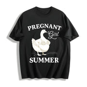 Pregnant Girl Bikini Goose Parody Meme Boxy DTG Cotton T-Shirt in Black