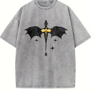 Fourth Wing Basgiath War College Violet Sorrengail vintage washed oversized T-shirt in Gray