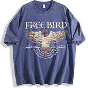 Free Bird Old School Band vintage washed oversized T-shirt in Blue