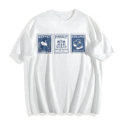 Jane Austen Pride and Prejudice Postage Stamp Bookish Book Cotton T-Shirt in White