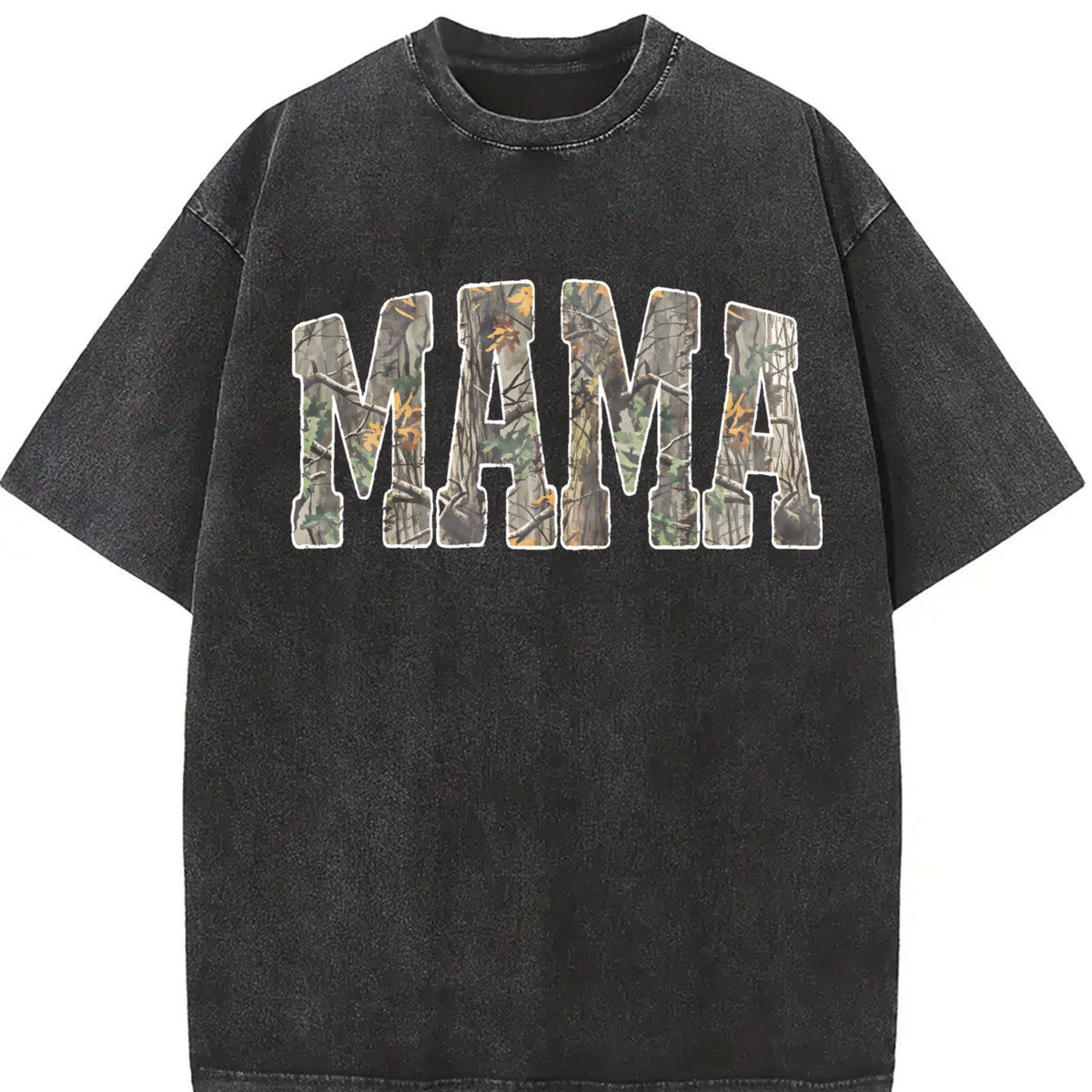 Hunting Mama Camo vintage washed oversized T-shirt in Black
