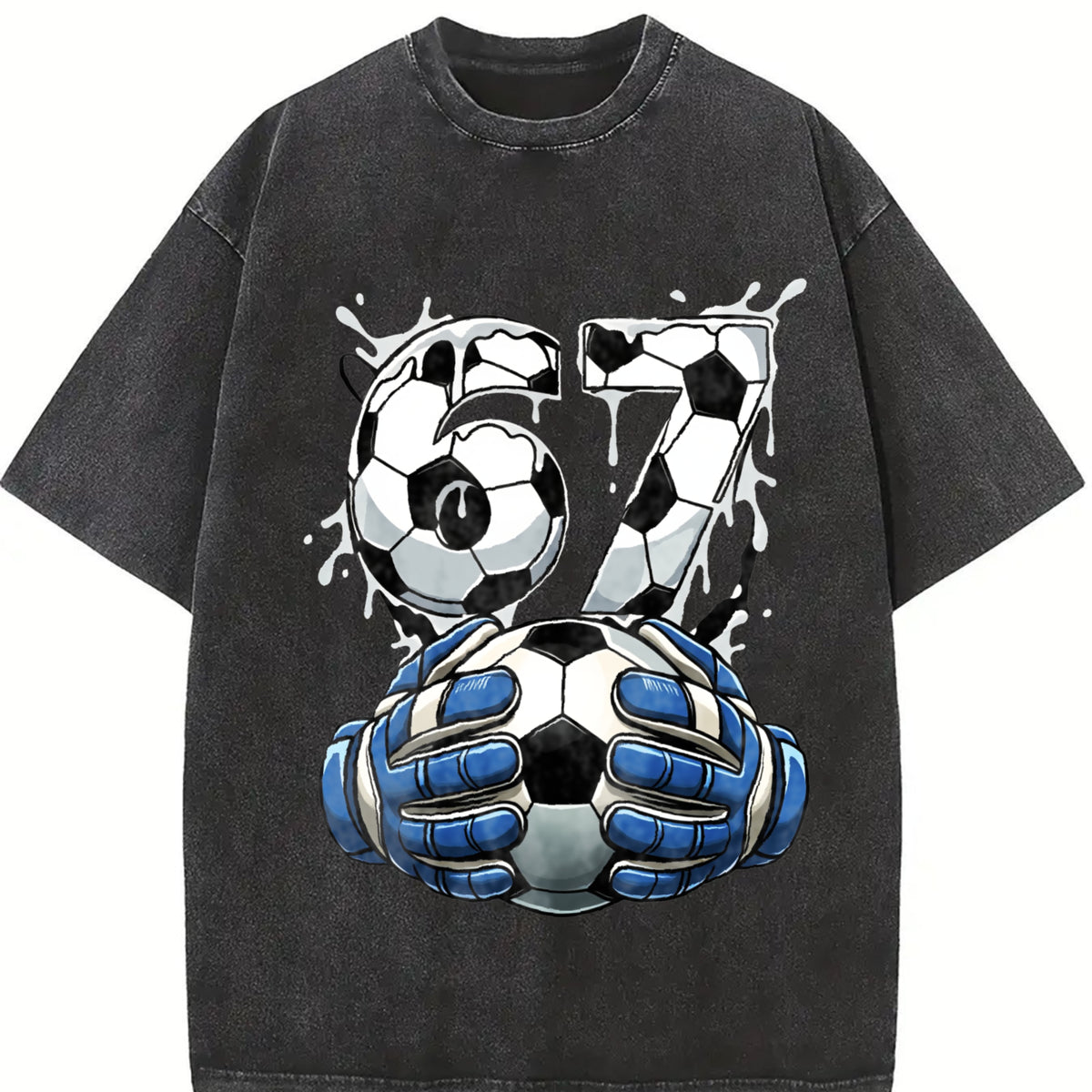 67 Soccer Vintage Washed T-Shirt in Black
