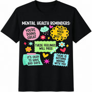Mental Health Reminders Cotton T-Shirt in Black