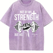 Not by My Strength but His Philippians 4:13 Vintage Washed T-Shirt in Purple