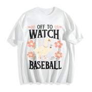 Off to Watch Baseball Goose Silly Goose Cotton T-Shirt in White
