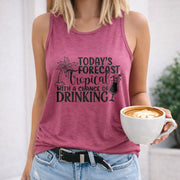 European and American Letter Tank Women's Color Cotton Tank Top in Red