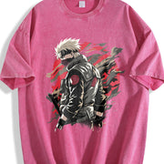 ANBU Kakashi Naruto for Anime Fans vintage washed oversized T-shirt in Red