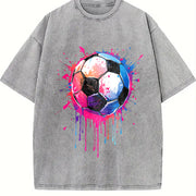 Dripping Soccer Ball Vintage Washed T-Shirt in Gray