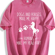 Dog Lovers & Horse Enthusiasts Vintage Washed T-Shirt in Red