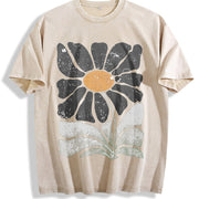 Bohemian Daisy Regular Vintage Washed T-Shirt in Beige