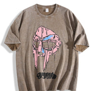 Rapper Mf Doom Madvillain Metal Mask Face Hip Hop Rap vintage washed oversized T-shirt in Brown