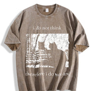 I Do Not Think Therefore I Do Not Am Cat Sleeveless Tank Vintage Washed T-Shirt in Brown