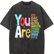 You Are Kind Back to School Vintage Washed T-Shirt in Black