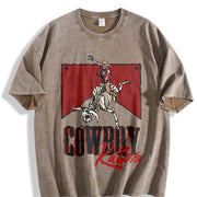 ' with Large Back Retro Vintage Washed T-Shirt in Brown