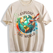 Explore the World Vintage Washed T-Shirt in Beige