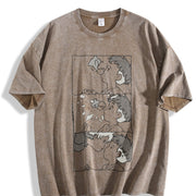 Ponyo Studio Ghibli Anime vintage washed oversized T-shirt in Brown