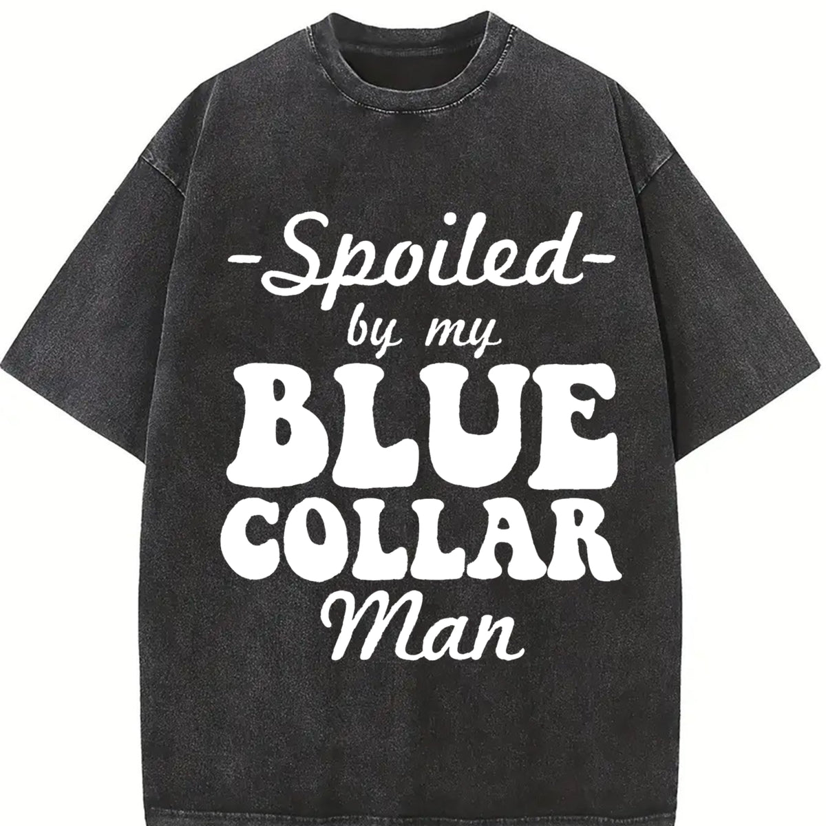 Spoiled By My Blue Spoiled Wife Fun For Wife vintage washed oversized T-shirt in Black