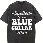 Spoiled By My Blue Spoiled Wife Fun For Wife vintage washed oversized T-shirt in Black