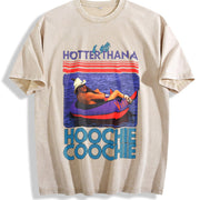 Hotter Than A Hoochie Coochie Two Sides Hot Pullover vintage washed oversized T-shirt in Beige