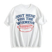 Just Here for the Wieners Cotton T-Shirt in White