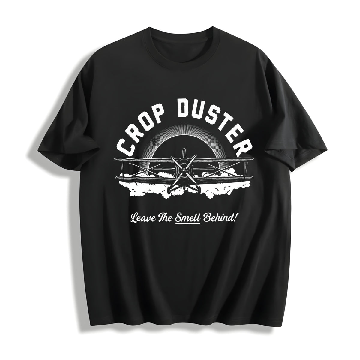 Crop Duster Leave the Smell Behind Cotton T-Shirt in Black