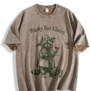 Trashy but Classy Raccoon Animal Cute Trash Panda Vintage Washed T-Shirt in Brown