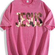 Brushstroke Cow Jesus Western Christian Faith Based vintage washed oversized T-shirt in Red