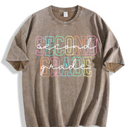 Second Grade Teacher Vintage Washed T-Shirt in Brown