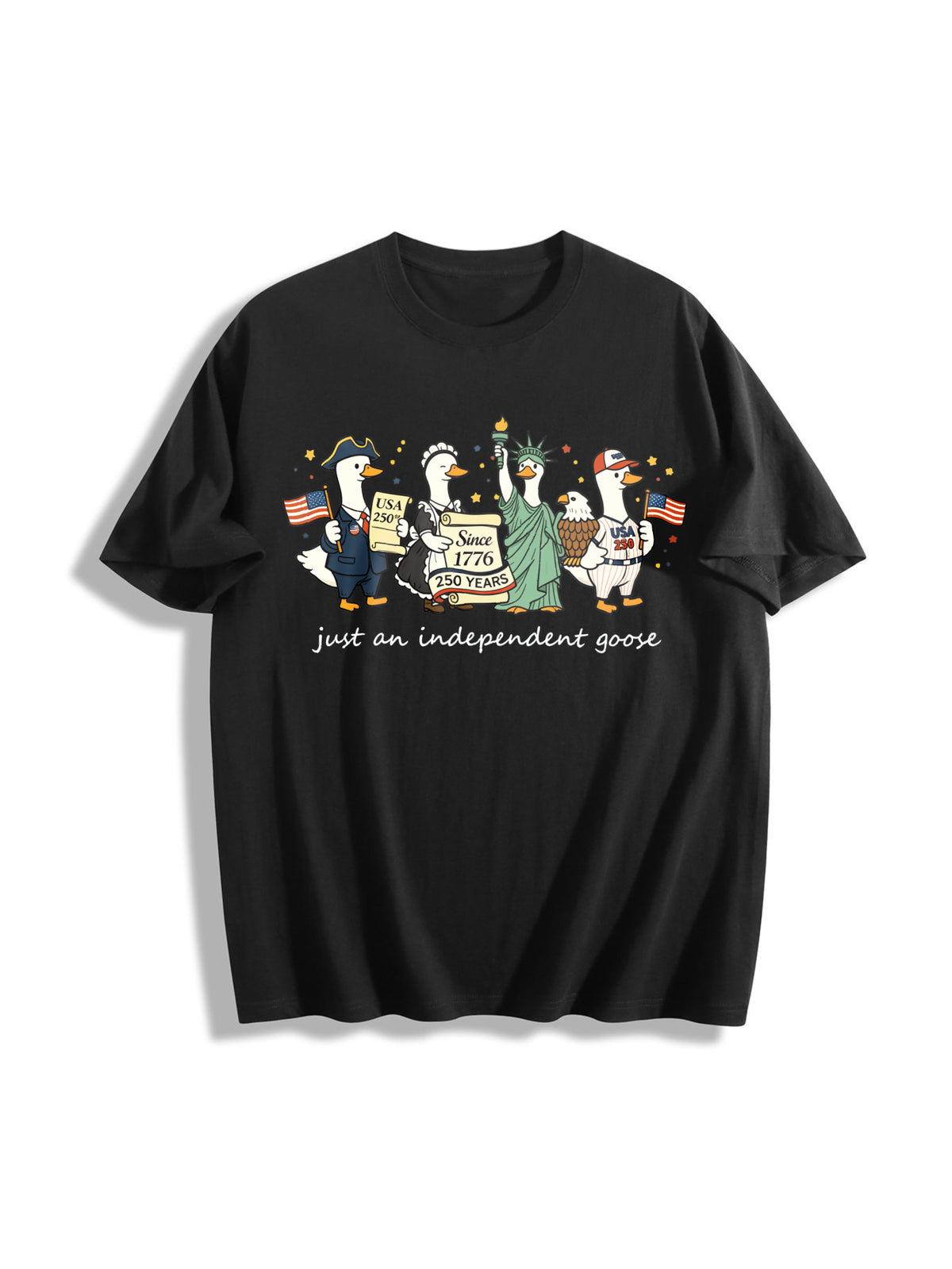 250th America Anniversary Cotton T-Shirt in Black