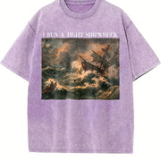 Homeschool Mama I Run a Tight Shipwreck Vintage Washed T-Shirt in Purple