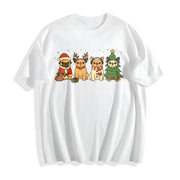 Christmas French Bulldog Cotton T-Shirt in White