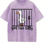 Retro Silly Goose 90s Vintage Washed T-Shirt in Purple