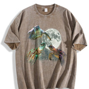 Three Turtles 90s Retro Turtle Moon Vintage Washed T-Shirt in Brown