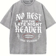 No Rest for the Late Night Reader vintage washed oversized T-shirt in Gray