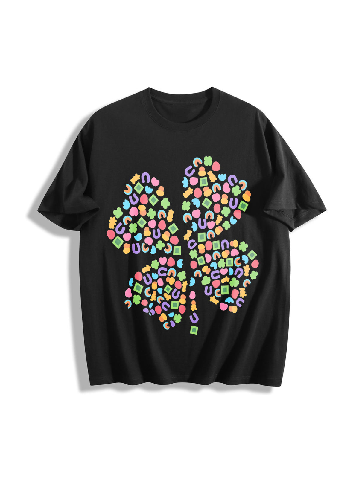 Lucky Charms Shamrock Cotton T-Shirt in Black