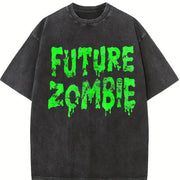 Future Zombie Spooky Slimey Undead Zombies for Ladies Cute Vintage Washed T-Shirt in Black