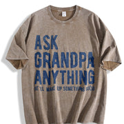 Ask Grandpa Anything He'll Make Up Something Good Fathers Vintage Washed T-Shirt in Brown