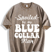 Spoiled By My Blue Spoiled Wife Fun For Wife vintage washed oversized T-shirt in Brown