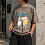 1st Fathers Day Father and Baby Our First Father's Day Vintage Washed T-Shirt in Brown
