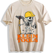 Klein Tools Skeleton Worker Vintage Washed T-Shirt in Beige