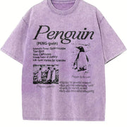 Penguin 90s Retro Arctic Bird Vintage Washed T-Shirt in Purple