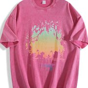 Remake the Lion Kingg Hakuna Matata Silhouettee Jungle Vintage Washed T-Shirt in Red