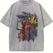 Retro Dark Background Vintage Washed T-Shirt in Gray