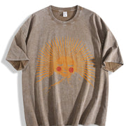 Smiling Sun and Mountain Vintage Washed T-Shirt in Brown