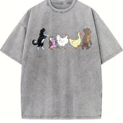 Little Bear Animal Friends Parade vintage washed oversized T-shirt in Gray