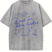 Just One More Chapter Bookish Book Lover Bookish Girly vintage washed oversized T-shirt in Gray