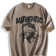 Authentic Blindfolded Statue Sleeveless Tank Vintage Washed T-Shirt in Brown