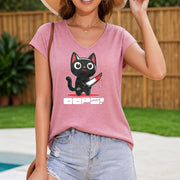 Elegant & Edgy Oops Black Cat Whoops Tank Women's Color Cotton Tank Top in Pink