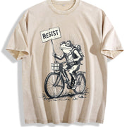 Resist Traveler Frog Vintage Washed T-Shirt in Beige
