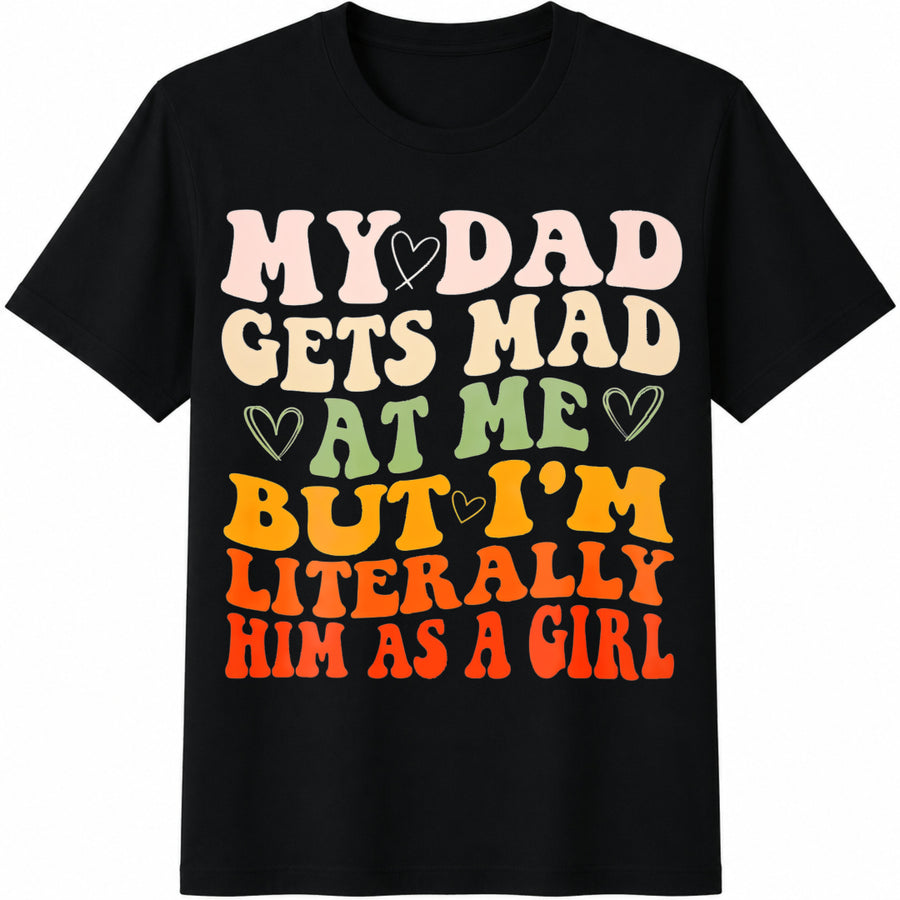 Kids' Dad Mad Black Stretch for Boys Girls Children Dad Cotton T-Shirt in Black